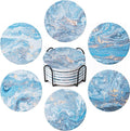 6Pcs Absorbent Coasters Set with Holder,Ceramic Drink Coaster,4 in（A9） | Marble Style Ceramic Drink Coaster,Suitable for Kinds of Cups,Modern Style Coaster for Coffee Table