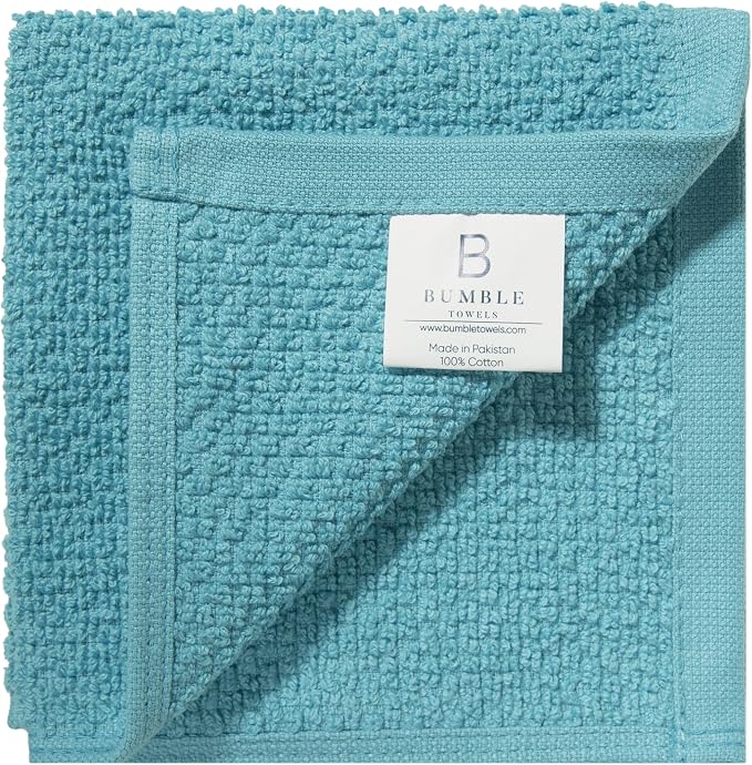 Bumble Dish Cloths 8-Pack, 100% Cotton Kitchen Towels, 12"x12" Aqua | 430 GSM Soft Dish Towels for Kitchen, Highly Absorbent & Durable Kitchen Rags for Washing Dishes