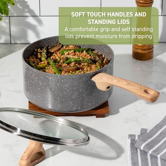 T-fal Revive Ceramic Nonstick Skillet with Lid, 6 Qt, Forged, Oven Safe | Recycled aluminum body, Thermo-Spot heat indicator, Vented glass lid, Simmers and sautes large batches, No induction