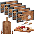 5 Sets Bridal Shower Favor Prizes Charcuterie Board,Acacia Color | Acacia Wood Cheese Board with Knife Fork Thank You Tag, Gift Box for Guests, Valentines Wedding Baby Shower Party Favors