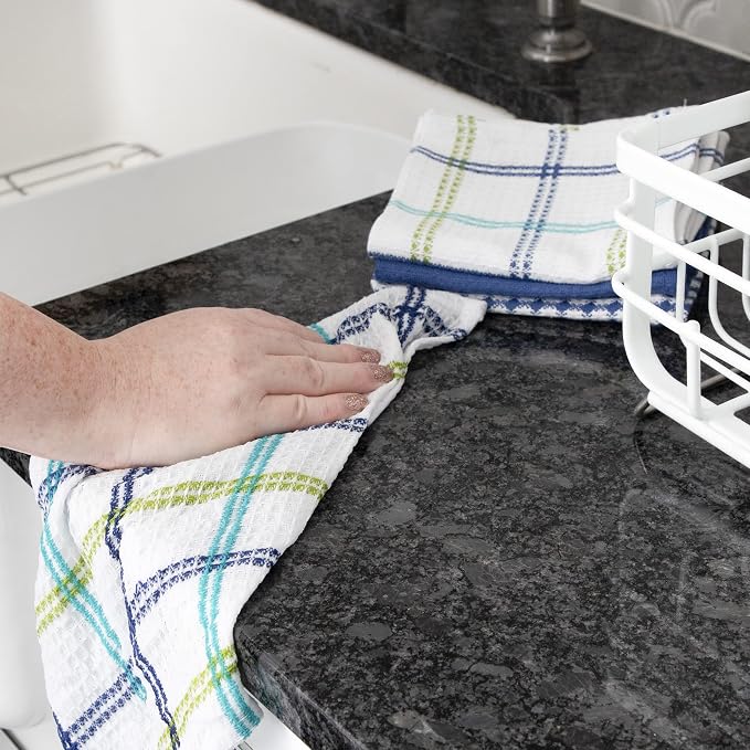 T-Fal Premium Waffle Dish Cloths: Highly Absorbent, Super Soft Long Lasting - 100% Cotton, 12"x13" Towel for Cleaning & Drying, (4-Pack), Cool