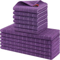 Homaxy Kitchen Towels and Dishcloths Set, Set of 12, Purple | Bulk Cotton Terry Kitchen Towels, Checkered Designed, Soft and Super Absorbent Dish Towels, 12 x 12 and 13 x 28 Inches