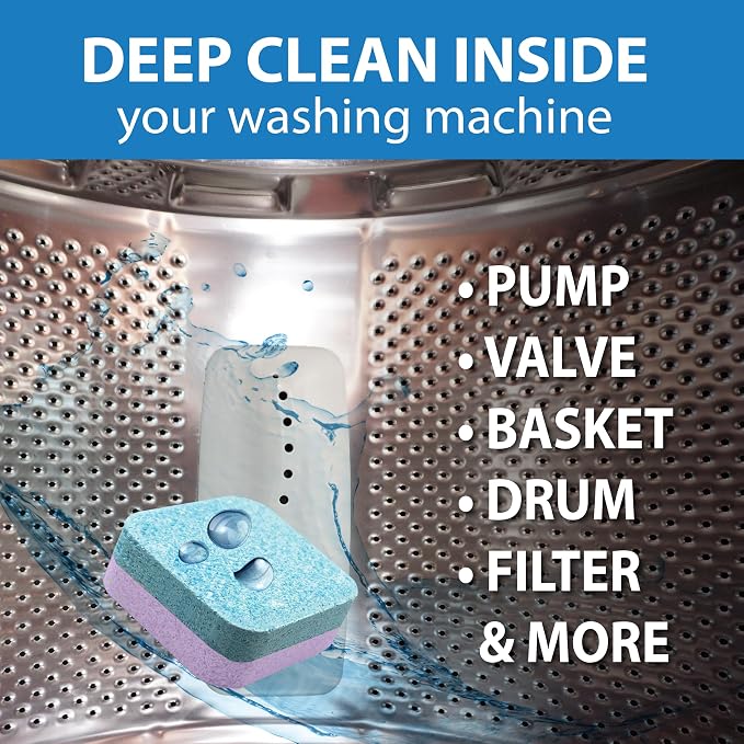 SANI 360° Washing Machine Cleaning tablets, 12 pack is Formulated with Enzyme, Deep Cleans and Deodorizes Front and Top Loading Washers use up to 1-year supply Lavender Scent