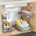 Under Sink Organizer and Storage for Bathroom and Kitchen - 2 Pack 2 Tier | Cabinet Pull Out Shelf Organizers - Slide Out Drawer Organization for Home Cabinets Shelves and Drawers