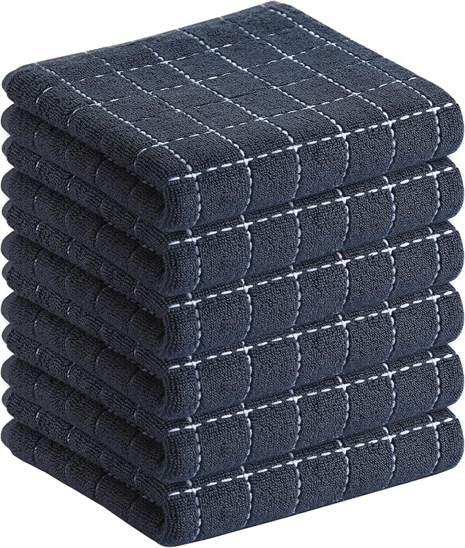 Homaxy 100% Cotton Terry Kitchen Towels, 6 Pack, Dark Grey | Ultra Soft and Absorbent Dish Towels for Kitchen, Suitable for Drying and Washing Dishes