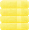 GLAMBURG Premium Cotton 4 Pack Bath Towel Set - 100% Pure Cotton - 4 Bath Towels 27x54 - Ideal for Everyday use - Ultra Soft & Highly Absorbent - Yellow