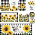 10 Pcs Kitchen Decor and Accessories Set, SunflowerRustic Botanical | Floral 4 Dish Towels Kitchen Rugs 2 Oven Mitts 2 Pot Holders, Home Decor for Cooking Baking BBQ Gifts Women Mom Housewarming
