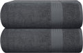 GLAMBURG Premium Cotton Oversized 2 Pack Bath Sheet 35x70-100% Pure Cotton - Ideal for Everyday use - Ultra Soft & Highly Absorbent - Machine Washable - Charcoal