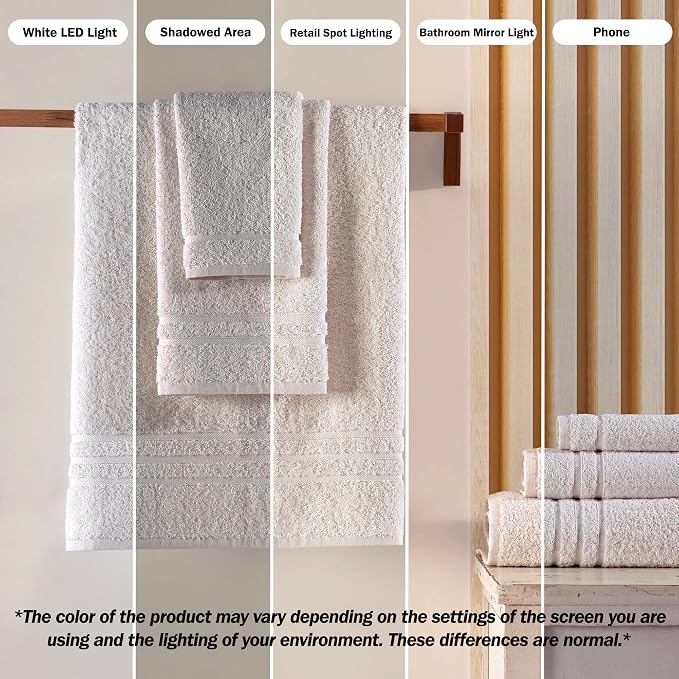 Hawmam Linen Sea Salt Cream Bath Towels 4 Pack Soft and Absorbent, Premium Quality Perfect for Daily Use 100% Cotton Towel 600 GSM