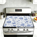 Blue Floral Glass Top Stove Cover Protector,Retro Spring Flowers Heat Resistant Stove Top Cover, Large Size Range Covers for Electric Stove Countertop Mat, 28 x 20 Inch