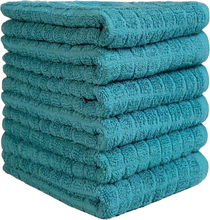 Bumble Kitchen Towels (6-Pack), 16"x28", 100% Cotton Dish Towels - Aqua | 380 GSM | Soft kitchen hand towels , Highly Absorbent & Durable Dish Towels for kitchen with Hanging Loop