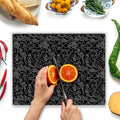 Glass Cutting Board 16"x12": Tempered Glass Kitchen Counter Protector - Durable- Scratch-Resistant, Heat-Proof - Design 4 - Black Design