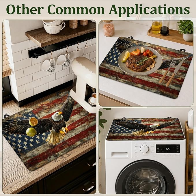American Flag Eagle Electric Stove Top Cover Protector,Glass Flat Top Stove Mat,Heat-Resistant Oven Induction Cooktop Mat for Ceramic Countertop Mats Dish Drying Mat