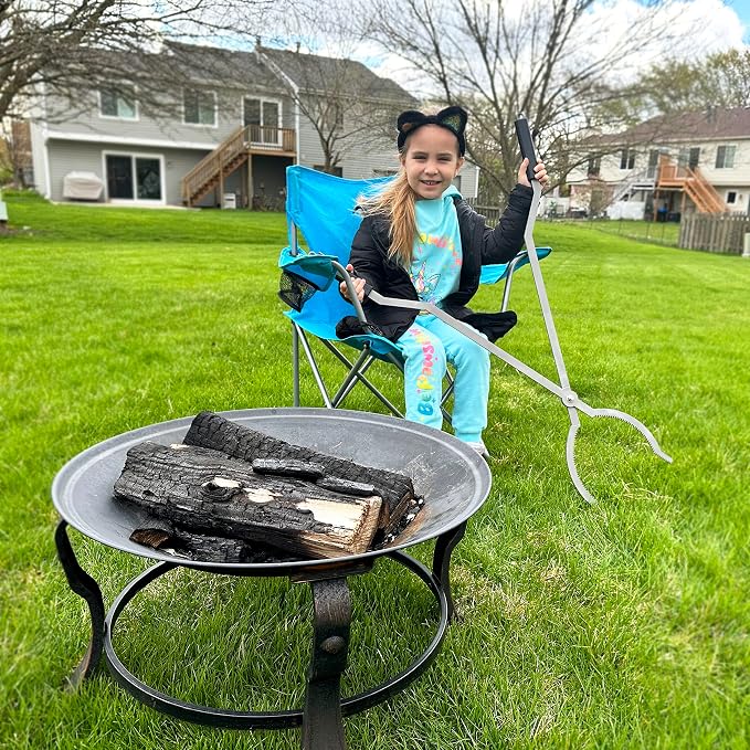 40in Fire Tongs and Fire Poker Set Stainless Steel | Firepit Tools Set Large Log Grabbers for Outdoor Fire Pit Bonfire Campfire Backyard Deck Indoor Fireplace Tools Set