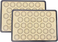 Macaron Silicone Baking Mats Set of 2, Half Sheet Nonstick Reusable Extra Thick Baking Sheet Liners for Macarons, Cookies and Pastry, Gray