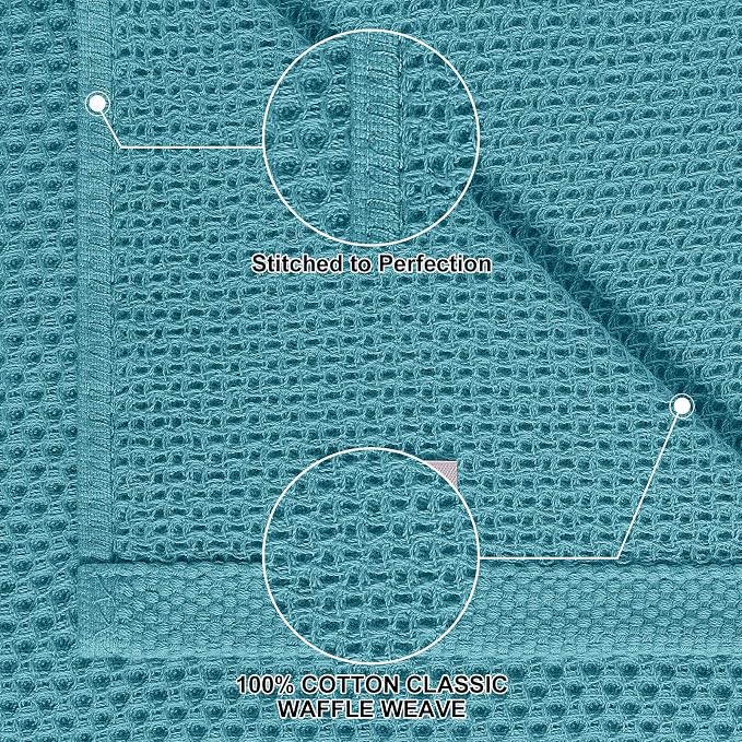 Homaxy 8 Pack 100% Cotton Kitchen Towels and Dishcloths Set, Lake Blue | 12 x 12 Inches and 13 x 28 Inches Kitchen Towels Set, Ultra Soft Absorbent Dish Cloths for Washing Dishes