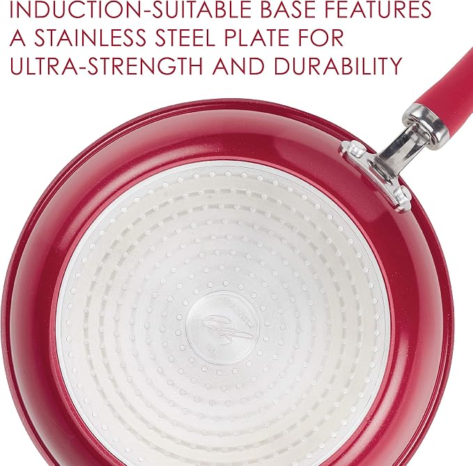 Rachael Ray Create Delicious Aluminum Nonstick Steam Set, 3-Quart, Red Shimmer