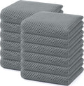 Homaxy 100% Cotton Waffle Weave Kitchen Dish Towels 12-Pack, Grey | 13 x 28 Inches, Ultra Soft Absorbent Dish Towels, Quick Drying Cleaning Towels