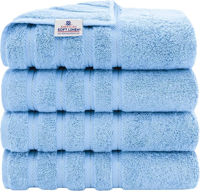 American Soft Linen 100% Cotton Luxury Turkish Towels, 4 PC Bath Towel Set | Soft Absorbent Quick Dry OEKO Tex Standard 100 Certificated Durable Machine Washable Premium Hotel Quality