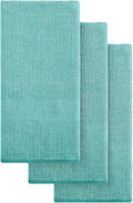 Mordimy Premium Large Cotton Kitchen Towels (18"x 28", 3 Pack), Teal | 100% Ring Spun Cotton, Super Absorbent, 380 GSM, Flat & Terry, Soft, Hanging Loop Dish Towels