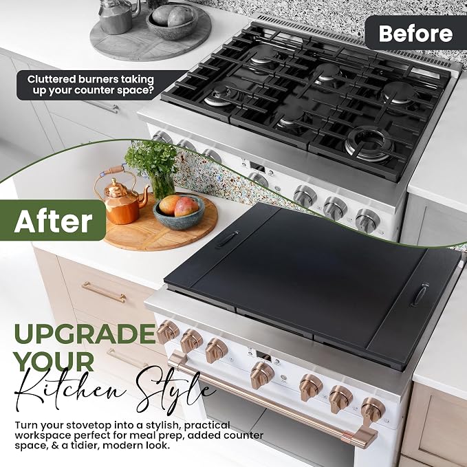 Noodle Board Stove Cover with Handles for Electric and Gas Stove Top Covers | Rustic Farmhouse Décor for Kitchen, RVs, Adds Extra Counter Space, Cutting Board, Protects Burners, Durable Laminate Wood