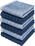 Bumble Premium Dish Cloths 13"x13" (6 Pack) | 100% Natural Ring Spun Cotton | 400 GSM | Highly Absorbent & Soft |Yarn Dyed & Solid Dyed Terry Dish Cloth Set - Blue
