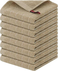 Homaxy 100% Cotton Terry Kitchen Dish Cloths, 8 Pack, Tan | Ultra Soft and Absorbent, Suitable for Drying and Washing Dishes