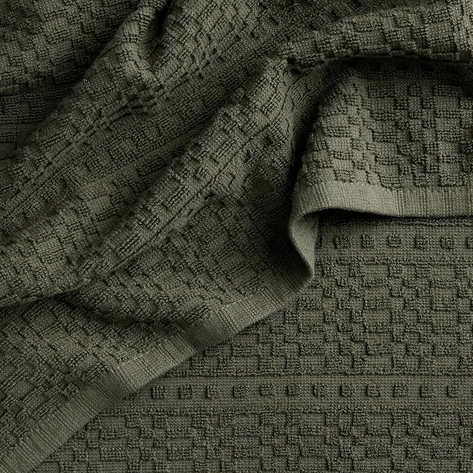 KitchenAid® Evergreen Design Series Heavyweight Textured Oversized Kitchen Towels 3-Pack Set, Absorbent 100% Cotton, Dual-Purpose, Deep Forest Green, 18"x28"