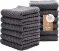 Super Absorbent Kitchen Towels 12 Pack - Premium 100% Cotton Kitchen Towels, 450GSM Thick Machine Washable Gray Dish Towels for Kitchen Drying, Cleaning, Dobby Weave, Unmatched Quality