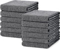 Mordimy Premium Large Cotton Kitchen Towels (18"x 28", 12 Pack), Black | 100% Ring Spun Cotton, Super Absorbent, 380 GSM, Flat & Terry, Soft, Hanging Loop Dish Towels