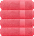 GLAMBURG Premium Cotton 4 Pack Bath Towel Set - 100% Pure Cotton - 4 Bath Towels 27x54 - Ideal for Everyday use - Ultra Soft & Highly Absorbent - Coral Orange