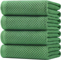 Homaxy 100% Cotton Oversized Waffle Weave Kitchen Towels 4-Pack | Grass Green, 20 x 28 Inches, Ultra Soft Absorbent Dish Towels, Quick Drying Large Cleaning Towels