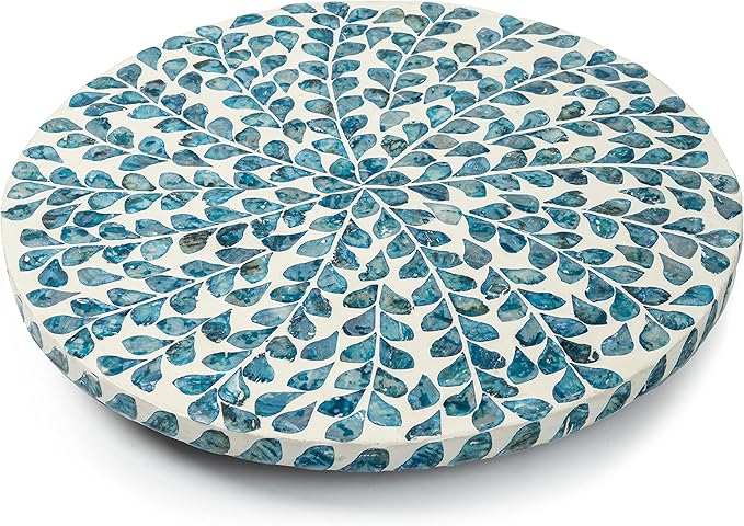 Lazy Susan for Countertop - Lazy Susan for Table, Mother of Pearl Turntable Organizer, Wood Round Spinning Tray Rotating for Kitchen, Cabinet, Counter Spice Pantry.12.5 Inch