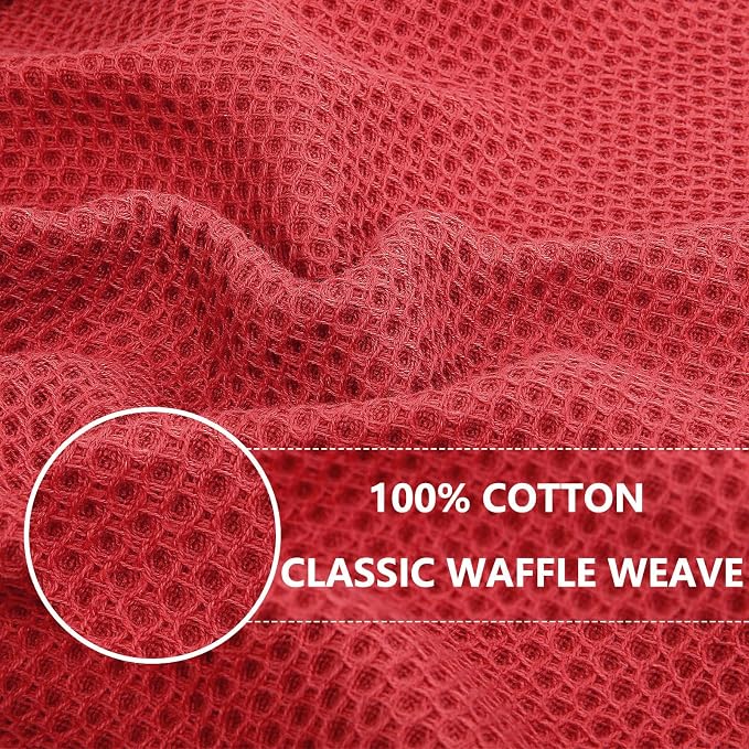 Homaxy 100% Cotton Waffle Weave Kitchen Dish Towels 6-Pack, Brick Red | 13 x 28 Inches, Ultra Soft Absorbent Dish Towels, Quick Drying Cleaning Towels