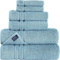 Hawmam Linen Light Blue 6 Piece Bath Towels Set for Bathroom Original Turkish Cotton Soft, Absorbent and Premium 2 Bath Towels, 2 Hand Towels, 2 Washcloths