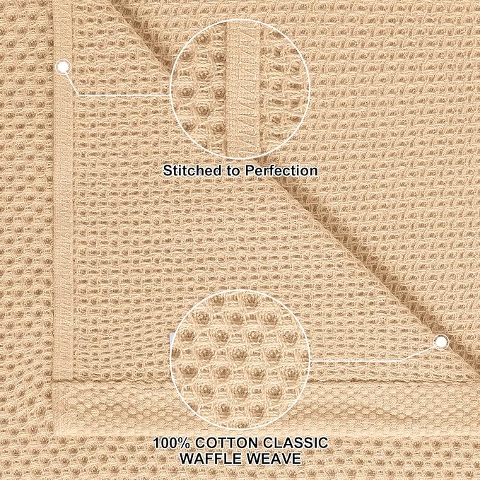 Homaxy 12 Pack 100% Cotton Kitchen Towels and Dishcloths Set, Apricot | 12 x 12 Inches and 13 x 28 Inches Kitchen Towels Set, Ultra Soft Absorbent Dish Cloths for Washing Dishes