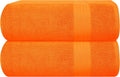 GLAMBURG Premium Cotton Oversized 2 Pack Bath Sheet 35x70-100% Pure Cotton - Ideal for Everyday use - Ultra Soft & Highly Absorbent - Machine Washable - Orange