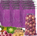 SATINIOR 60 Pcs Large Mesh Storage Produce Bags 21'' x 32'' Mesh Onion Bags 50 Lbs Reusable Vegetable Storage with Drawstring Potato Sacks for Onion Potato Citrus Fruit Produce Firewood (Purple)