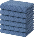 Homaxy 100% Cotton Terry Kitchen Towels(15" x 25", 6 Pack), Navy Blue | Soft and Super Absorbent Dish Towels, 380 GSM Reusable Tea Towel with Hanging Loop, Pineapple Grid Designed