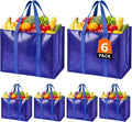 Reusable Grocery Bags, Waterproof & Foldable Shopping Bags Stand Upright | Heavy Duty Shopping Tote Bags, Waterproof & Foldable with Long Handles for Bulk Shopping, Versatile Storage 6 Pack-42L