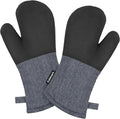 Cuisinart Chambray Kitchen Oven Mitts, Heat-Resistant, 2-Pack, 7"x13" | Non-slip neoprene palm grips up to 350°F, long cuff shields forearms, hang loop for storage, handles cast iron and grilling