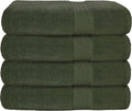 GLAMBURG Premium Cotton 4 Pack Bath Towel Set - 100% Pure Cotton - 4 Bath Towels 27x54 - Ideal for Everyday use - Ultra Soft & Highly Absorbent - Olive Green