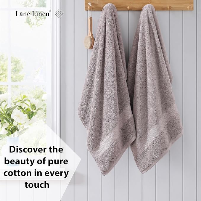 LANE LINEN Towel Set 4 Piece Soft Absorbent Quick Dry - Platinum | Towel Pack - Terry Weave Comfort, Long-Lasting Comfort, Hotel-Style Look, Gets Softer With Every Wash, Machine Washable