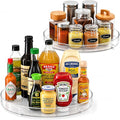 Oizeir Lazy Susan Organizer for Cabinet, 9 Inch Clear Acrylic Turntable – Rotating Spice Rack, Pantry, Fridge & Countertop Organizer, Smooth Spinning, Space-Saving Kitchen Storage (2 Pack)