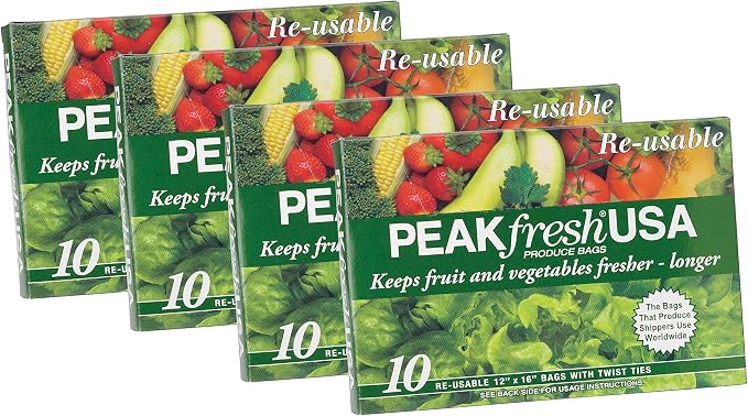 Reusable Produce Bags, Set of 4, 40 Bags Total