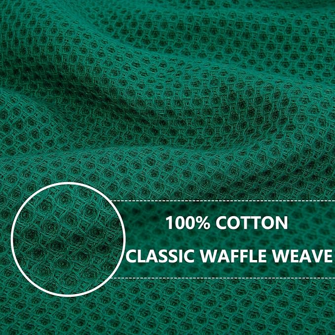 Homaxy 100% Cotton Waffle Weave Kitchen Dish Cloths 24-Pack, Dark Green | 12 x 12 Inches, Ultra Soft Absorbent Dish Towels, Quick Drying Dish Rags with Hanging Loop