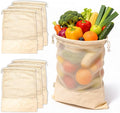 Reusable Produce Bags – 100% Cotton Mesh & Solid Hybrid (XL 14x18 inch 6 Pcs) – Extra Large Bags for Potatoes, Laundry, Toys, Bulk Storage – Washable, Plastic-Free, Breathable, Zero Waste