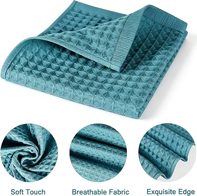 vfaejll Kitchen Towels Set 6 Pack, 100% Cotton Waffle Weave Dish Cloths & Dish Towels, 13x13 Inch Hand Towels for Kitchen, Absorbent Quick-Drying Dish Rags for Washing Dishes, 6 Colors