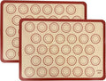 Macaron Silicone Baking Mats Set of 2, Half Sheet Nonstick Reusable Extra Thick Baking Sheet Liners for Macarons, Cookies and Pastry, Red