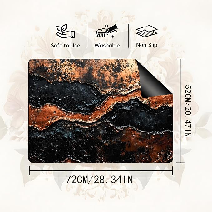 Black Gold Marble Stove Cover 28.3 x 20.5 Inches, Abstract Stove Top Protector, Heat Resistant Non Slip Glass Electric Stove Cover Board, Modern Luxury Kitchen Decor Mat (Black Brown)